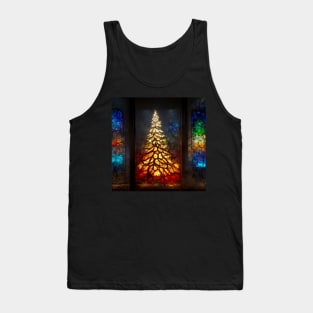 Stained Glass Glowing Christmas Tree Tank Top